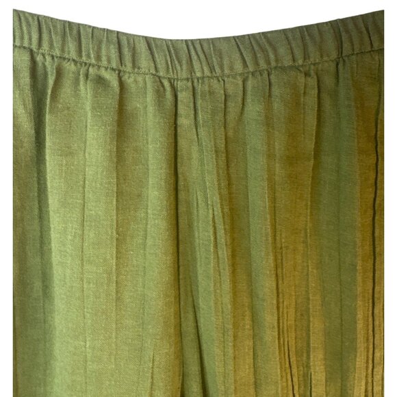 2/$30 ZARA Size Small Linen-Blend Crease Effect Pants Green Elastic Waist - Picture 7 of 12